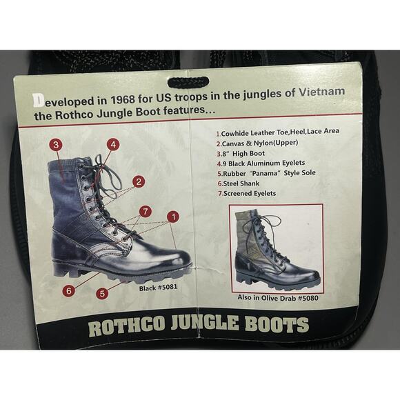 Rothco Jungle Boots Mens Size 5 Women's 7 Black Combat Military Panama Sole 5081 - Picture 7 of 8